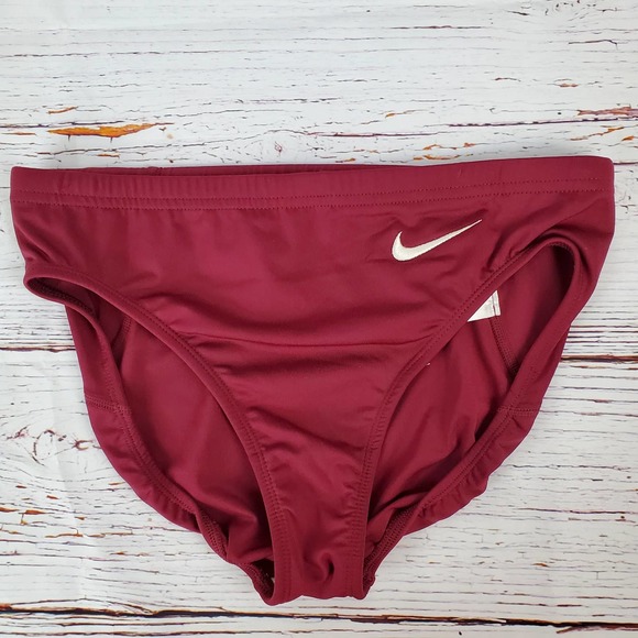 Nike Other - Nike Racing Brief Elastic Drawstring Waist Women M (8-10) Maroon Logo NWT